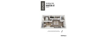 1 bedroom 1 bath apartment floor plan at The Duke