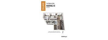 2 bedroom 2 bathroom apartment floor plan at The Duke