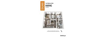 2 bedroom 2 bathroom apartment floor plan at The Duke