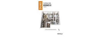 2 bedroom 2 bathroom apartment floor plan at The Duke