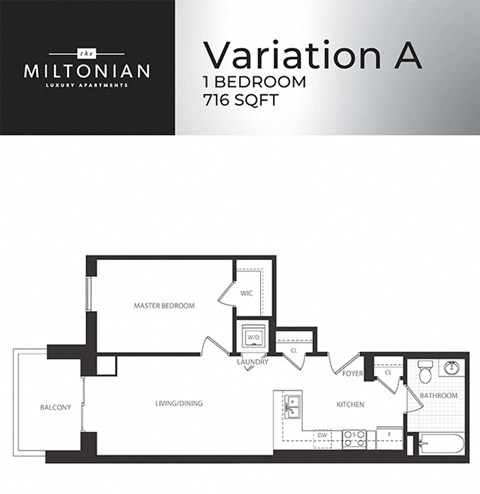 The Miltonian in Milton, ON 1 bed 1 bath floor plan A