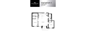 A floor plan for a 2 Bedroom apartment at Miltonian Luxury Apartments.