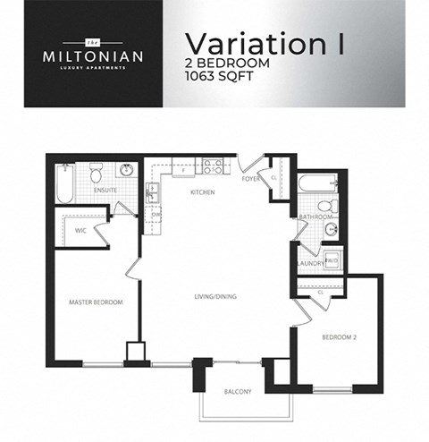 The Miltonian in Milton, ON 2 bed 2 bath floor plan I