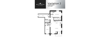 A floor plan for a 2 bedroom apartment at the Miltonian Luxury Apartments.