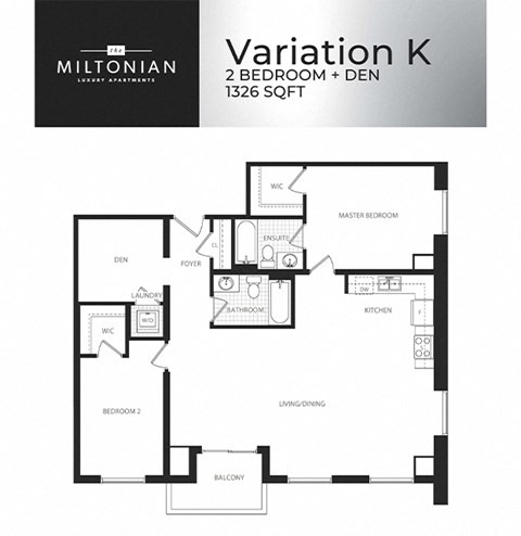 The Miltonian in Milton, ON 2 bed 2 bath floor plan K