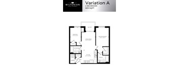 A floor plan for a 2 bedroom apartment at Miltonian Luxury Apartments.