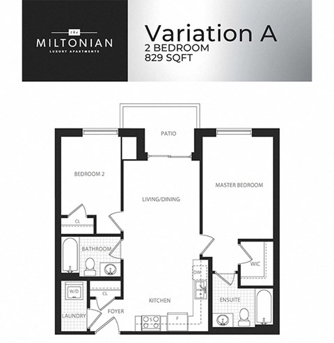 The Miltonian in Milton, ON 2 bed 2 bath floor plan A