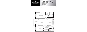A floor plan for a 2 bedroom apartment at Miltonian Luxury Apartments.