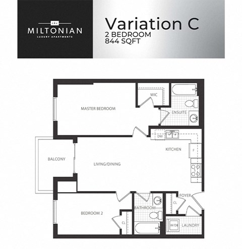 The Miltonian in Milton, ON 2 bed 2 bath floor plan C