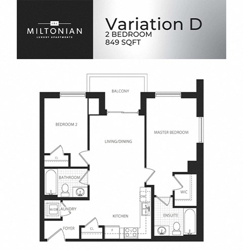 The Miltonian in Milton, ON 2 bed 2 bath floor plan D