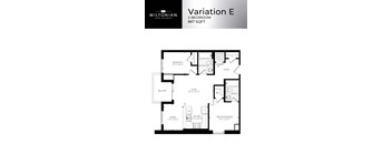 A floor plan for a 2 bedroom apartment at Miltonian.