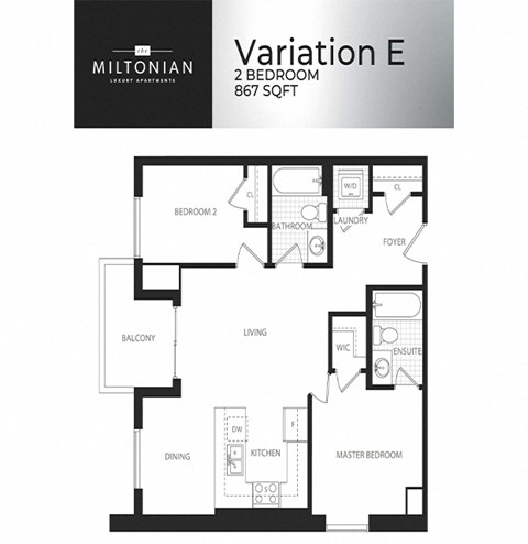 The Miltonian in Milton, ON 2 bed 2 bath floor plan E