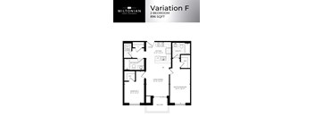 A floor plan for a 2 Bedroom apartment at Miltonian.
