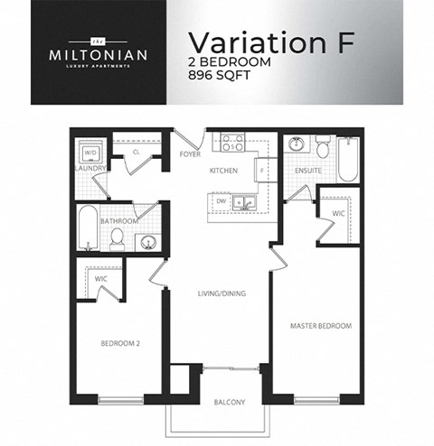 The Miltonian in Milton, ON 2 bed 2 bath floor plan F