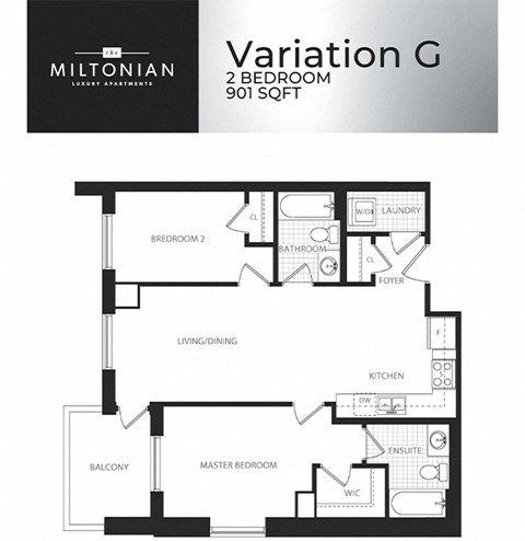 The Miltonian in Milton, ON 2 bed 2 bath floor plan G
