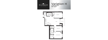 the floor plan of variation h 2 bedroom apt