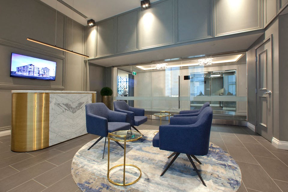 The Taunton in Oakville, ON brightly lit leasing office