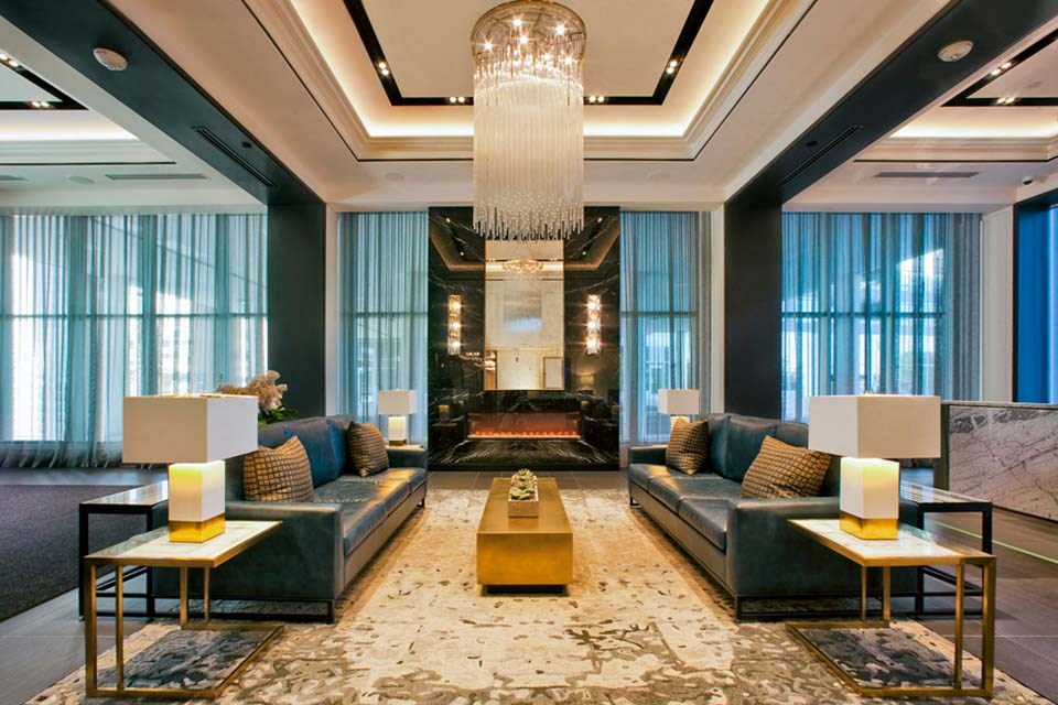 The Taunton in Oakville, ON lounge area in lobby