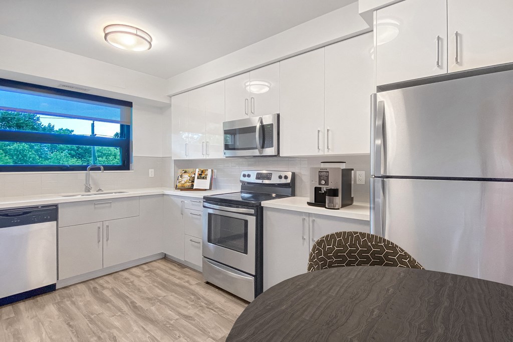 a kitchen stainless steel appliances at Trio on Belmont in Kitchener ON