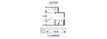 A floor plan for a two bedroom apartment at the Belmont - Buildings B & C Orchid C.