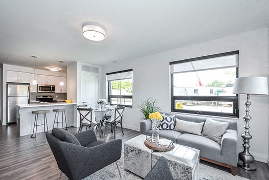 Trio On Belmont large, bright living room in Kitchener, ON