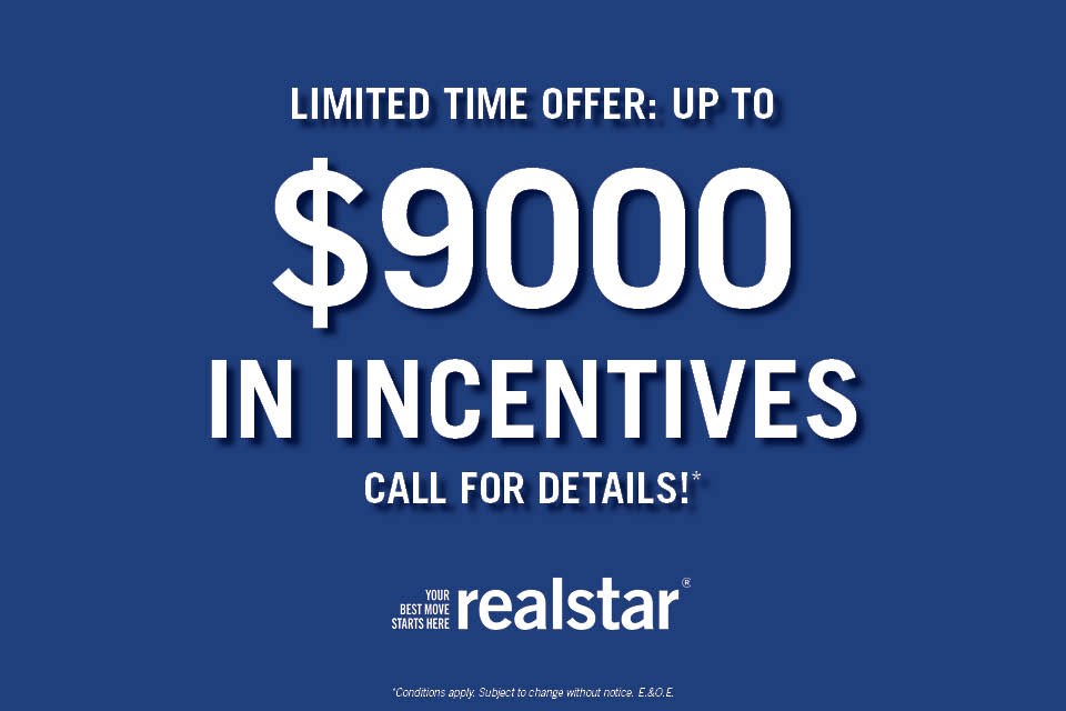 An advertisement for a limited time offer of up to $9000 in incentives from Realstar.