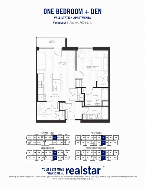 1 bed plus den 2 bath unit at Vale Apartments in Waterloo ON