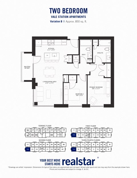 2 bed 2 bath unit at Vale Apartments in Waterloo ON