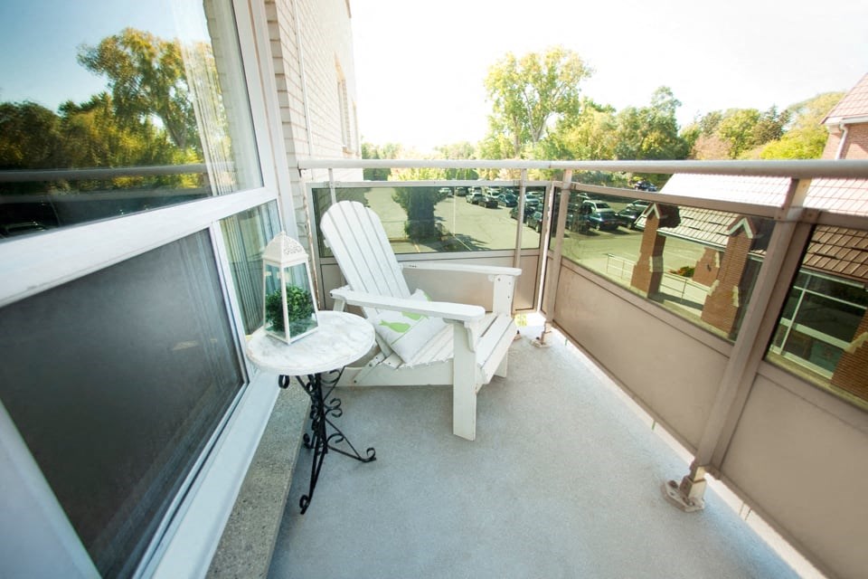 London Road Apartments balcony with view of surrounding area in Sarnia, ON