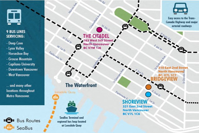 Map of bus routes in the area