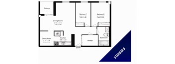 Waverly Place Apartments two bedroom, one bathroom standard floorplan in St. Catharines, ON
