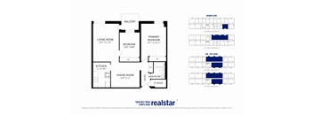A floor plan for a Realstar apartment at 145 Wellington St.