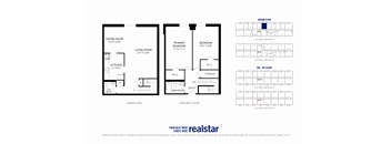 A floor plan for a home with a living room, dining room, kitchen, bathroom, primary bedroom, secondary bedroom, storage, and washroom.