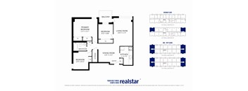 A floor plan for a home with a balcony and a living room.