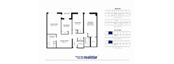 A floor plan for a Realstar apartment at 145 Wellington St.