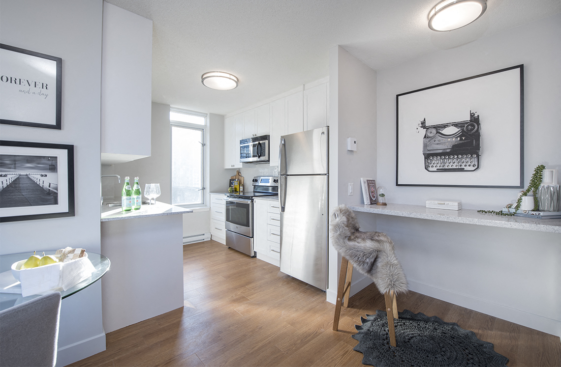 Wesley Place in Vancouver, BC Open concept apartment featuring luxury vinyl flooring