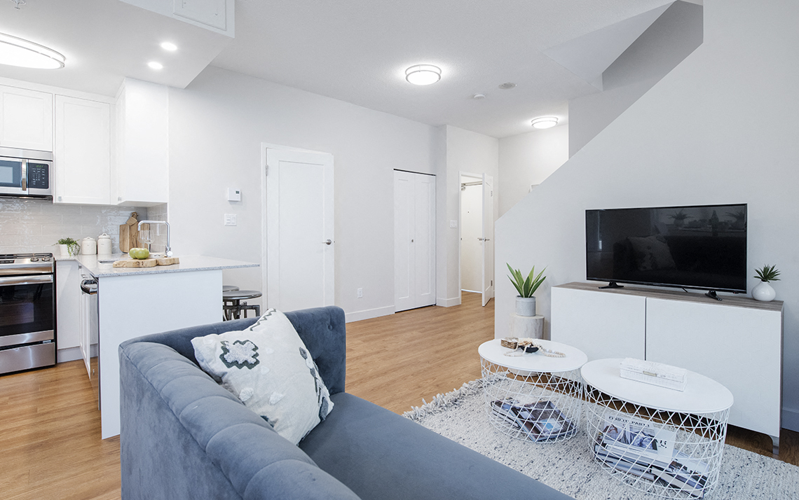 Wesley Place in Vancouver, BC Two bedroom townhouse featuring staircase