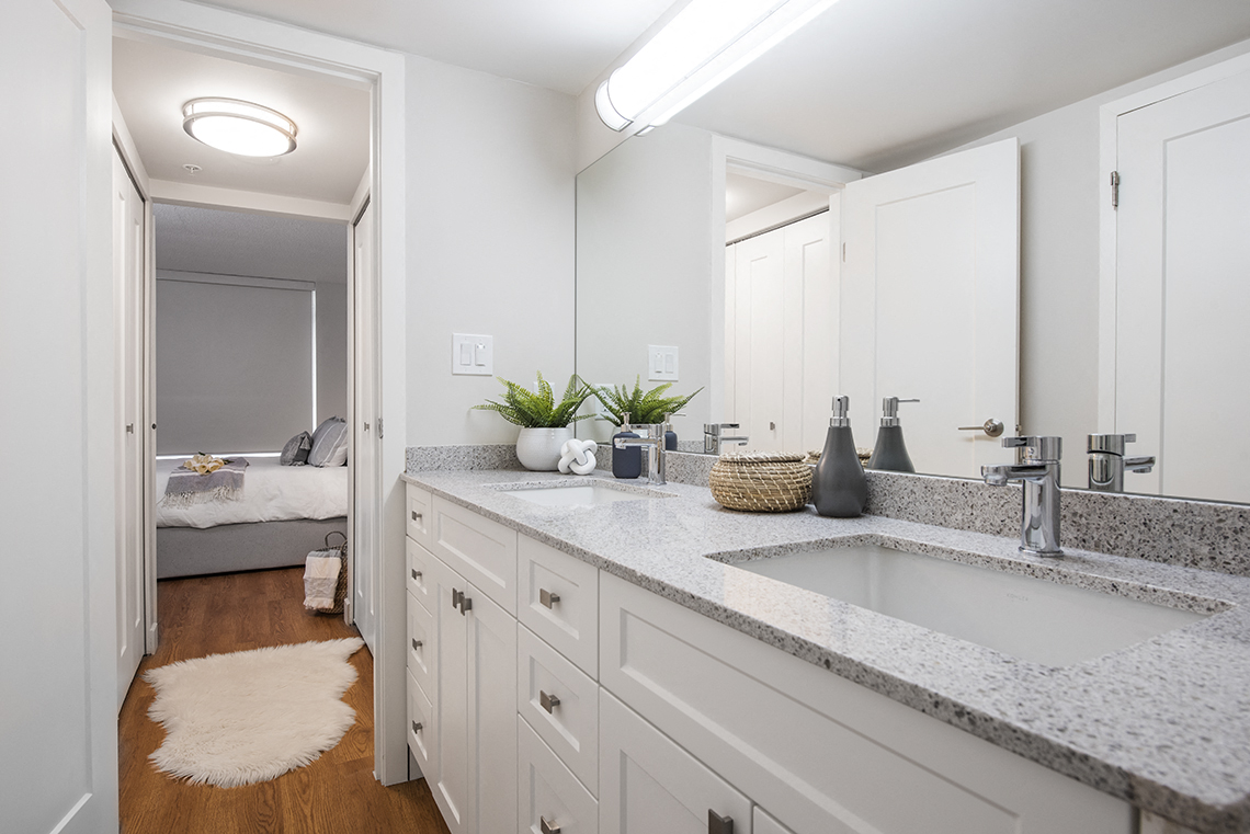 Wesley Place in Vancouver, BC Two bedroom townhouse modern bathroom