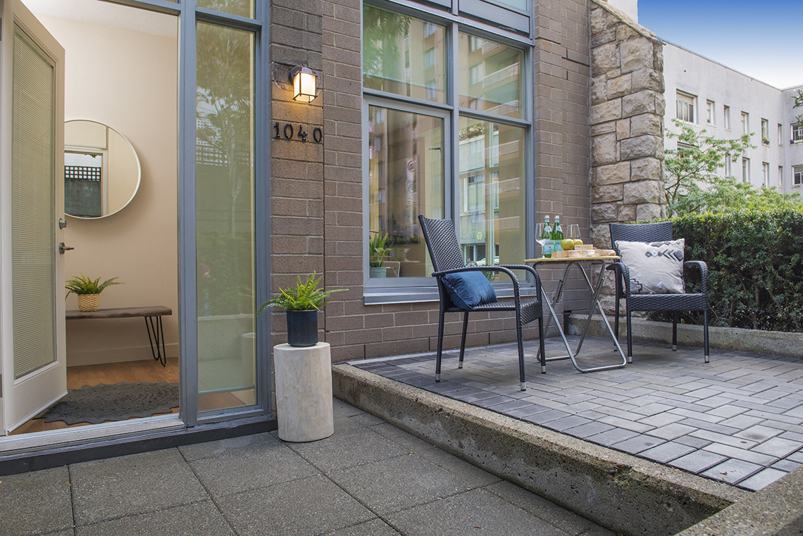 Wesley Place in Vancouver, BC Two bedroom townhouse outdoor patio