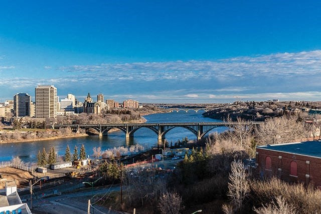 Victoria Place view of water and bridge in Saskatoon, SK