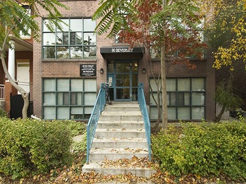 80 Beverley in Toronto, ON Exterior highlighting beautiful, natural feeling landscaping