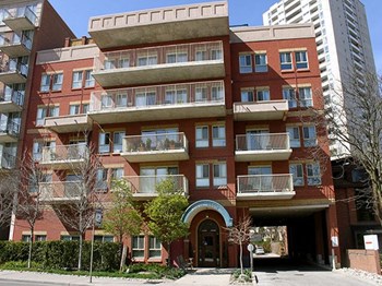 Take in modern, high end architecture Building exterior highlighting top of the line design