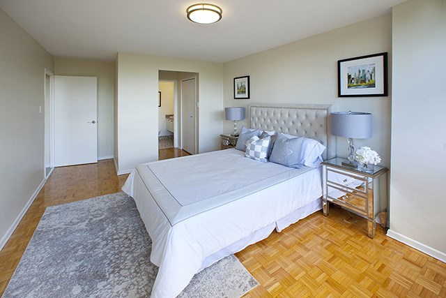 Brookbanks Apartments large bedroom with ensuite in Toronto, ON