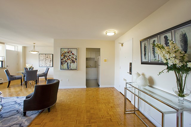 Rockford Apartments open concept living-dining area in Toronto, ON