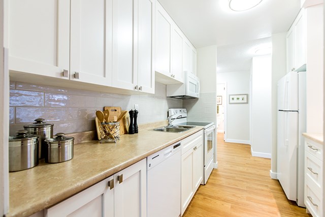 Secord House in Edmonton, AB kitchen with plenty of cabinets for storage