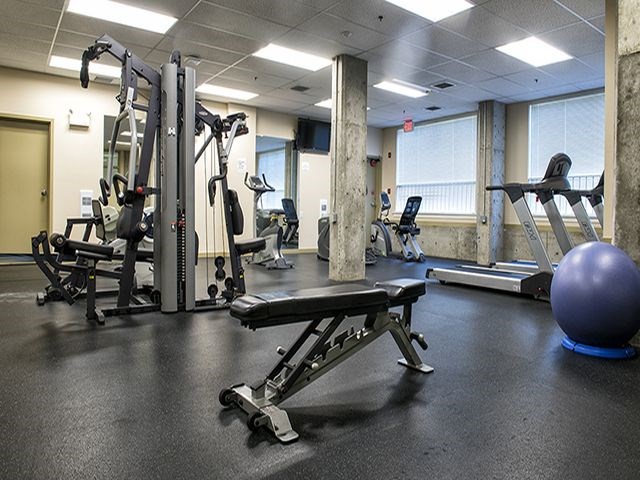 The Crest in Nanaimo, BC fully equipped gym with cardio and weight machines