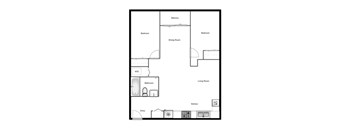 Floor plan of a 2 bed, 1 bath apartment at Novare in New Westminster, BC