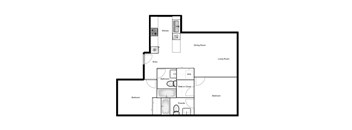 Floor plan of a 2 bed, 2 bath apartment at Novare in New Westminster, BC