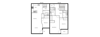 Floor plan of a 3 bed, 3 bath apartment at Novare in New Westminster, BC