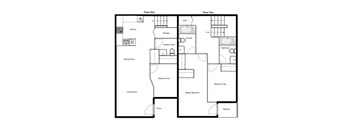 Floor plan of a 3 bed, 3 bath apartment at Novare in New Westminster, BC